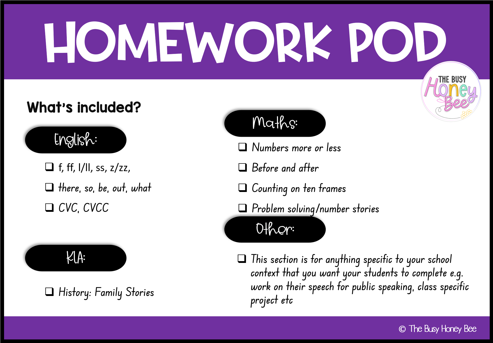 Early Stage 1 Homework/Learning Pod 8 - Homework | Casual Teaching