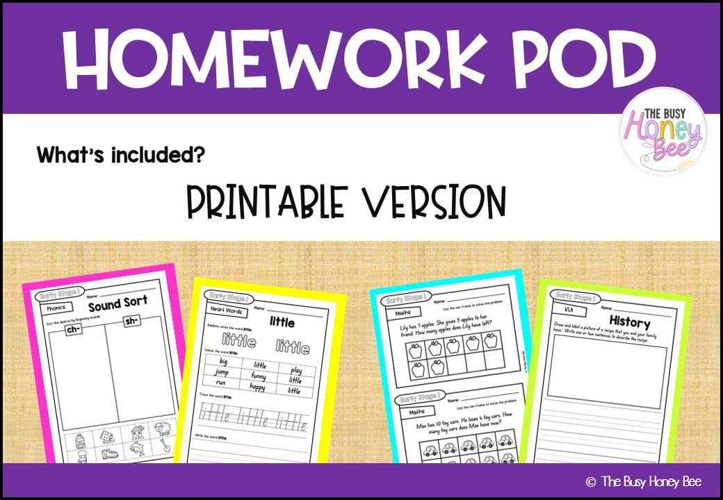 Early Stage 1 Homework/Learning Pod 9 - Homework | Casual Teaching