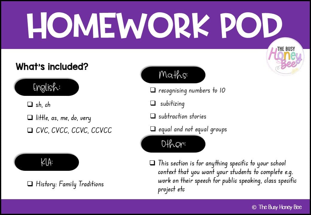 Early Stage 1 Homework/Learning Pod 9 - Homework | Casual Teaching