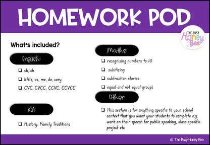 Early Stage 1 Homework/Learning Pod 9 - Homework | Casual Teaching