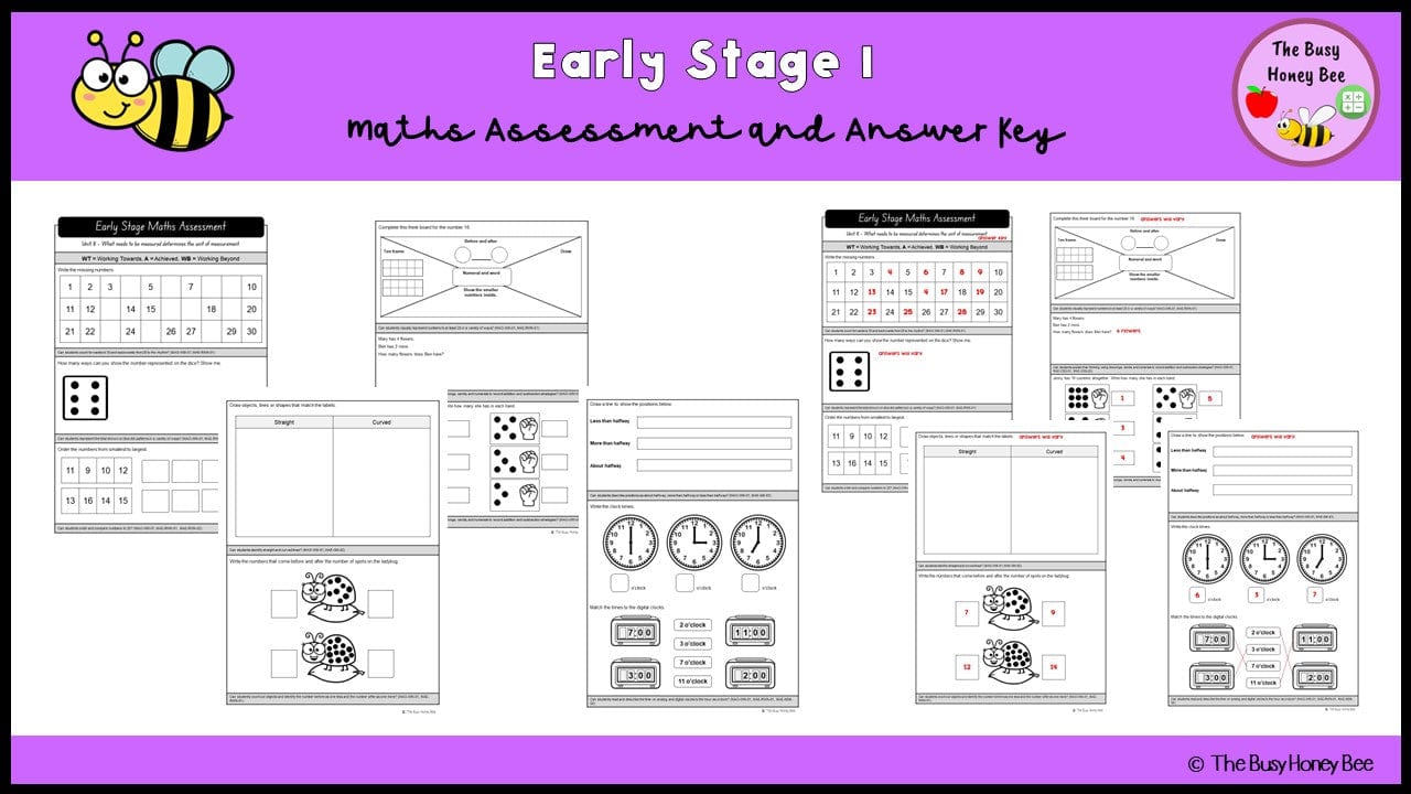 Early Stage 1 Maths Assessment 8 - Assessment