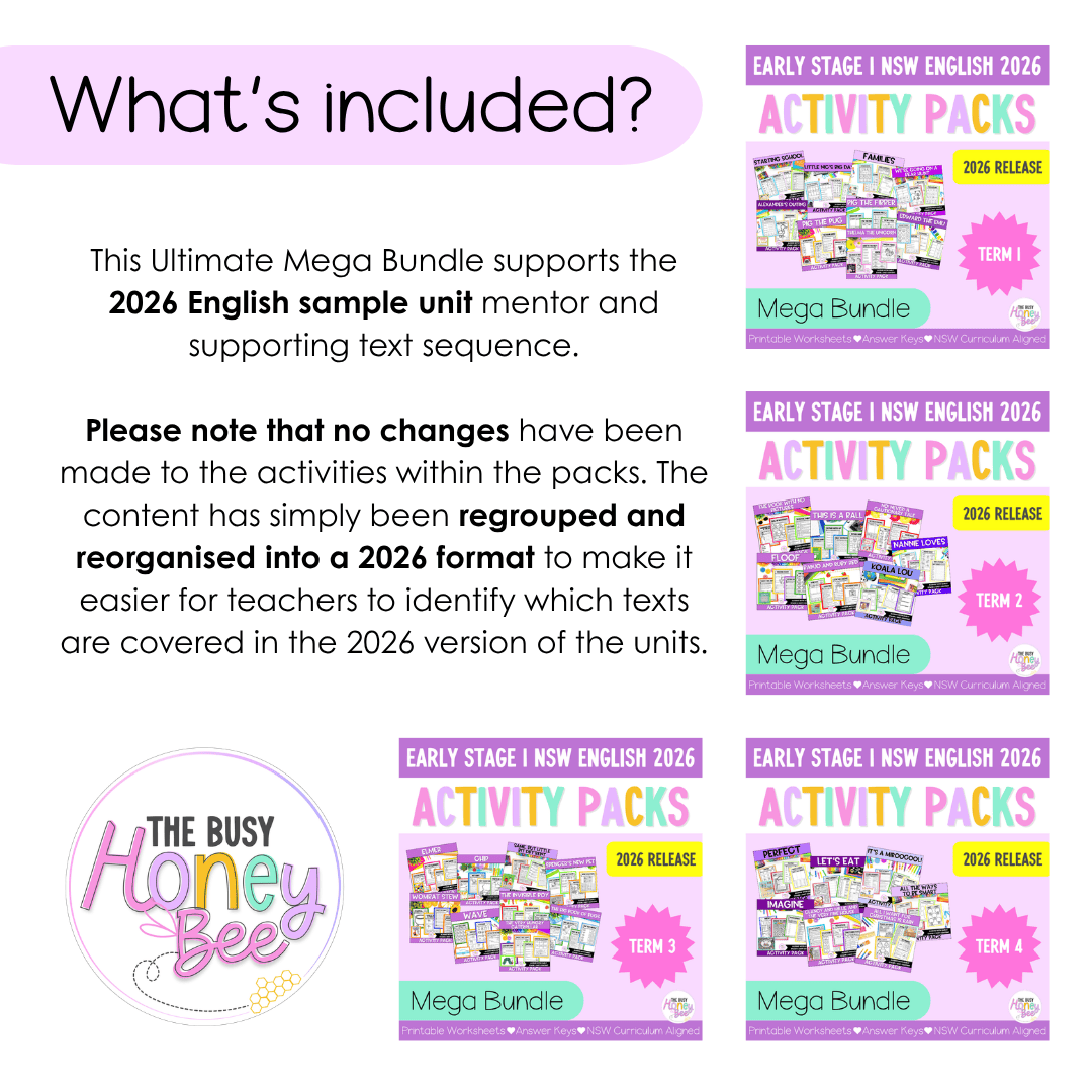 Early Stage 1 NSW English Activity Pack ULTIMATE Mega Bundle 2026 - Activity Pack