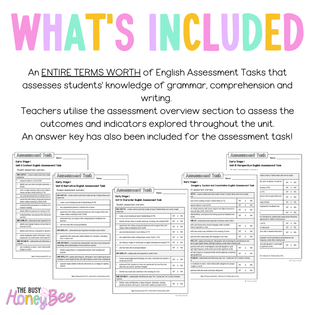 Early Stage 1 NSW English Assessment Term 3 Mega Bundle - Assessment