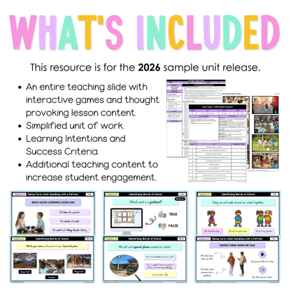 Early Stage 1 NSW English Teaching Slides UNIT 1 Starting School 2026 -