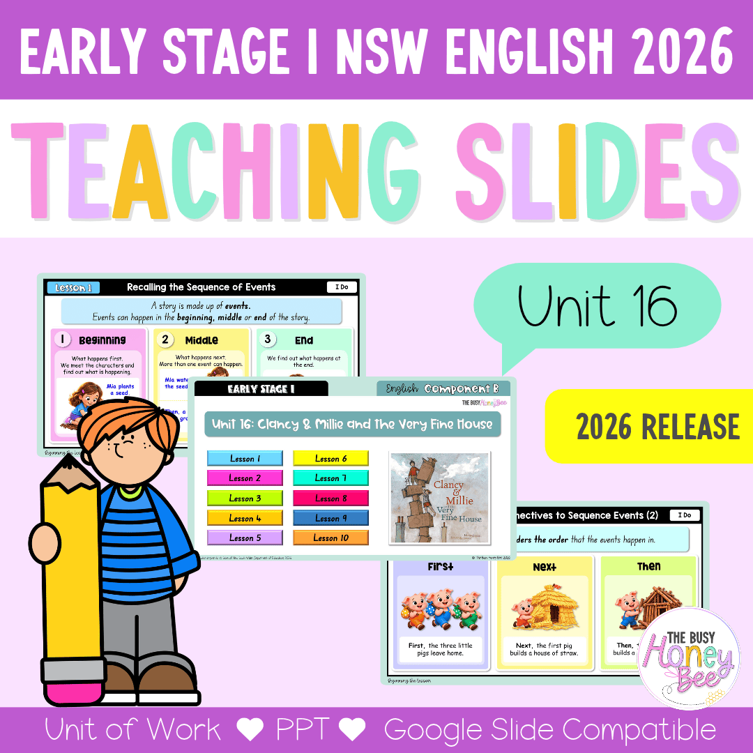 Early Stage 1 NSW English Teaching Slides UNIT 16 Clancy & Millie and the Very Fine House 2026 - Teaching Slides