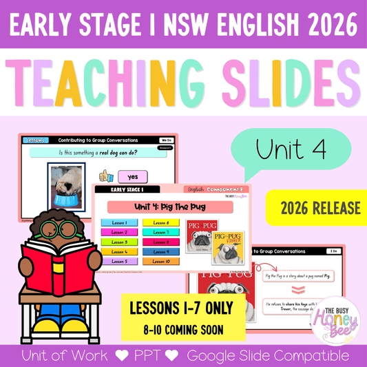 Early Stage 1 NSW English Teaching Slides UNIT 4 Pig the Pug 2026 -
