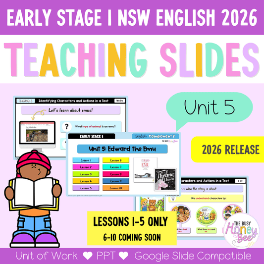 Early Stage 1 NSW English Teaching Slides UNIT 5 Edward the Emu 2026 -