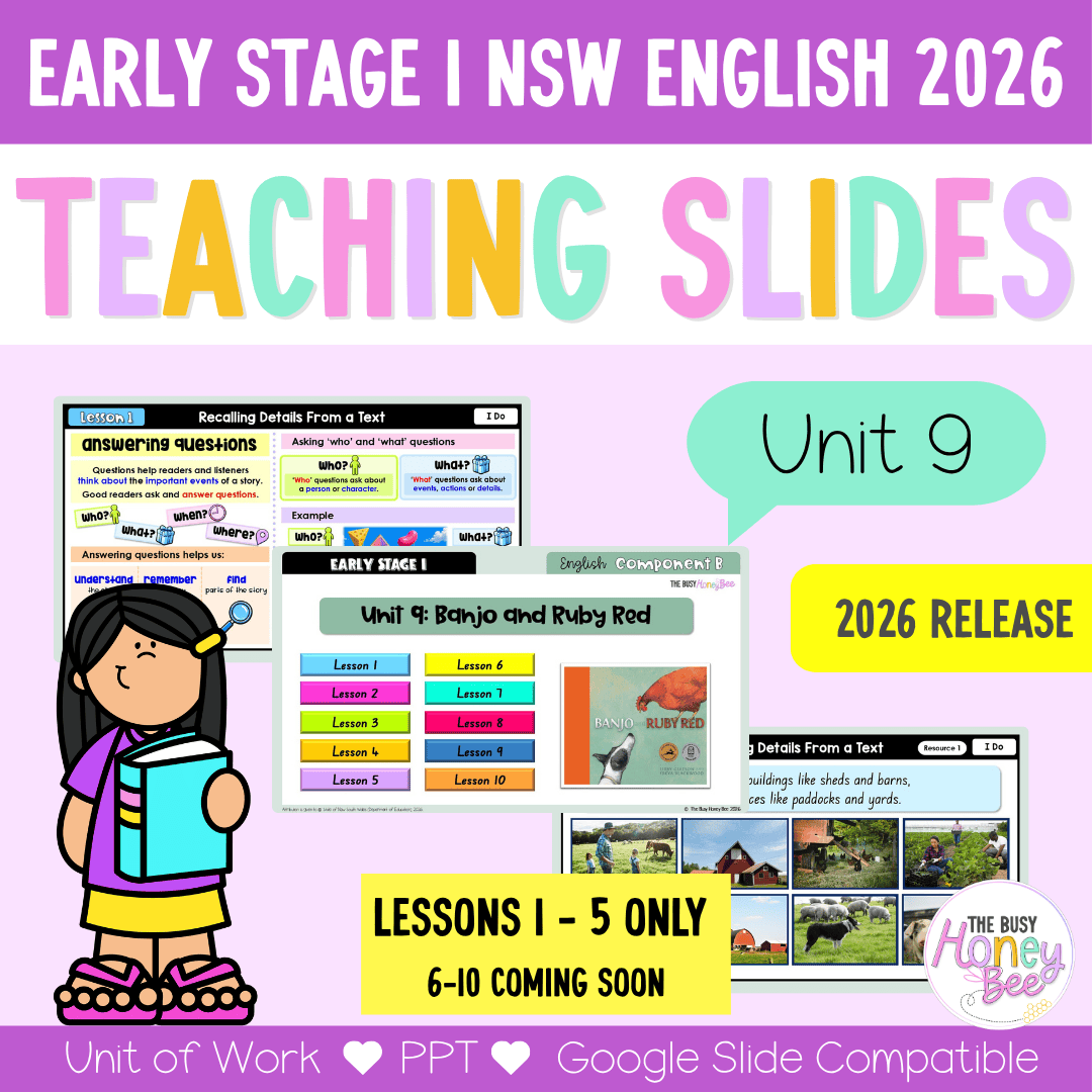Early Stage 1 NSW English Teaching Slides UNIT 9 Banjo and Ruby Red 2026 - Teaching Slides