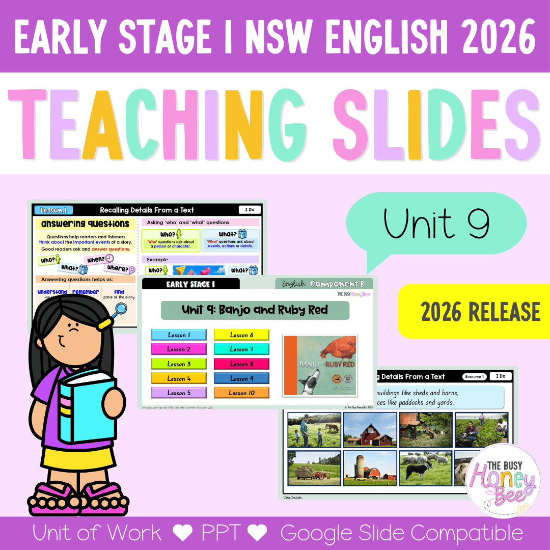 Early Stage 1 NSW English Teaching Slides UNIT 9 Banjo and Ruby Red 2026 - Teaching Slides