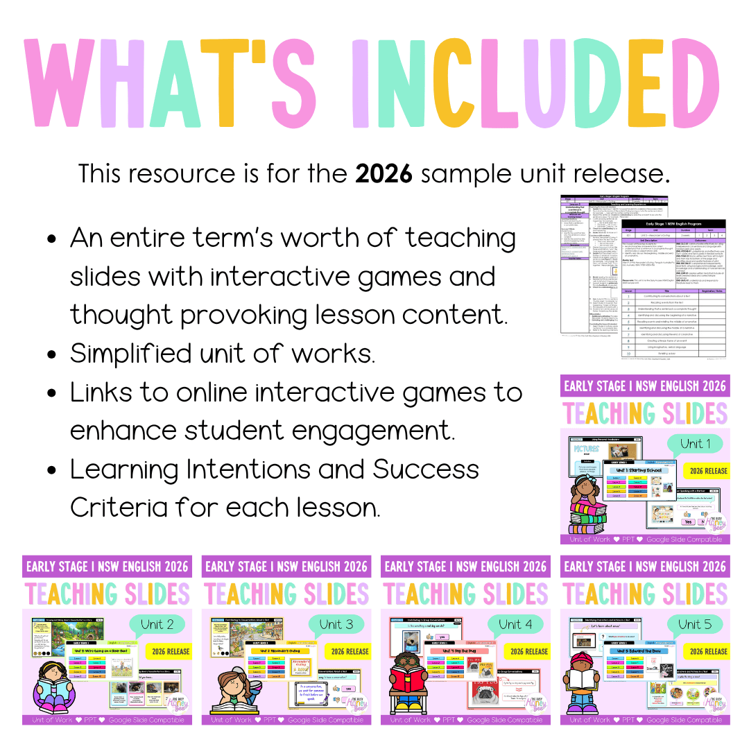 Early Stage 1 NSW English Term 1 Teaching Slides Mega Bundle 2026 - Teaching Slides