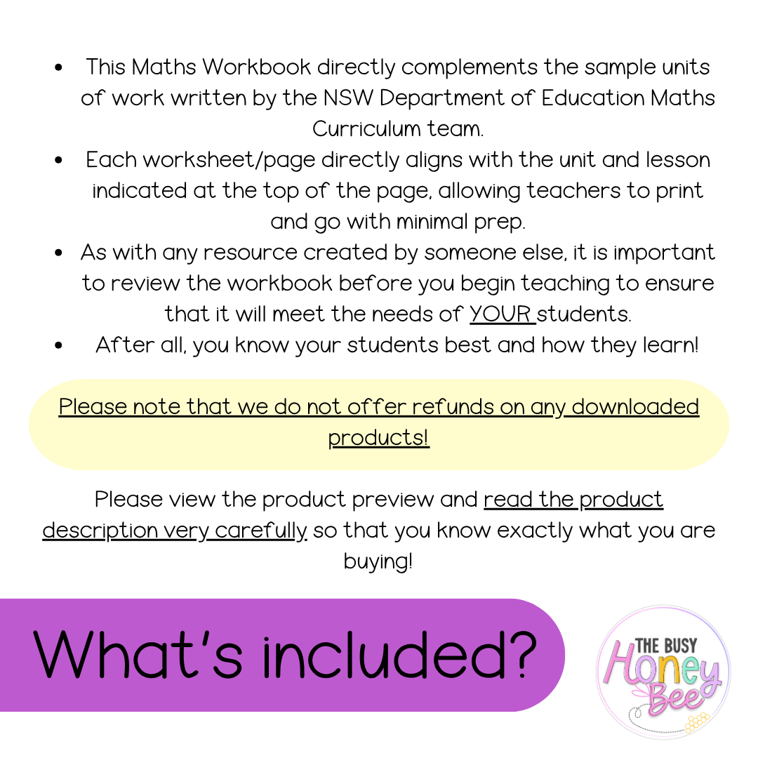 Early Stage 1 NSW Maths Workbook Term 3 - Workbook | Worksheets