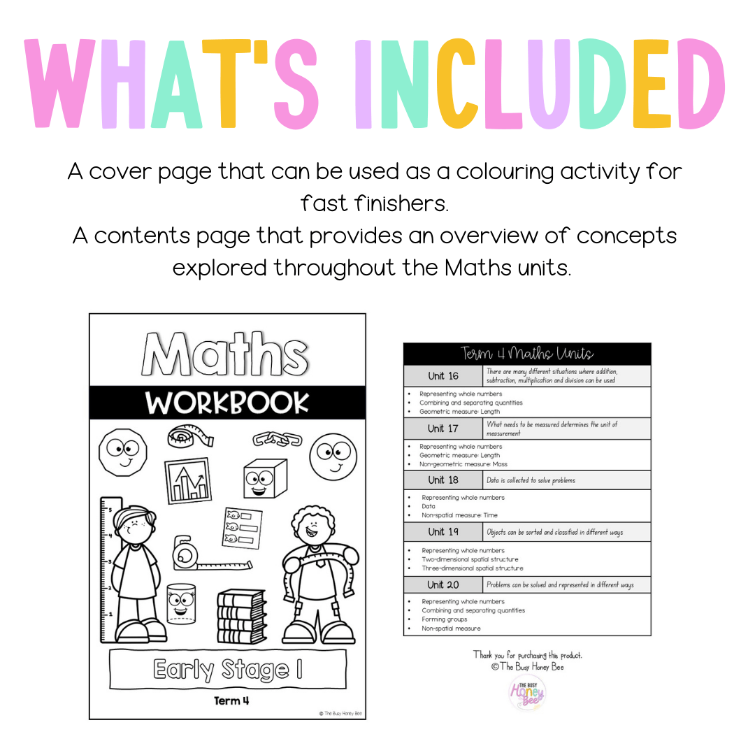 Early Stage 1 NSW Maths Workbook Term 4 - Workbook | Worksheets