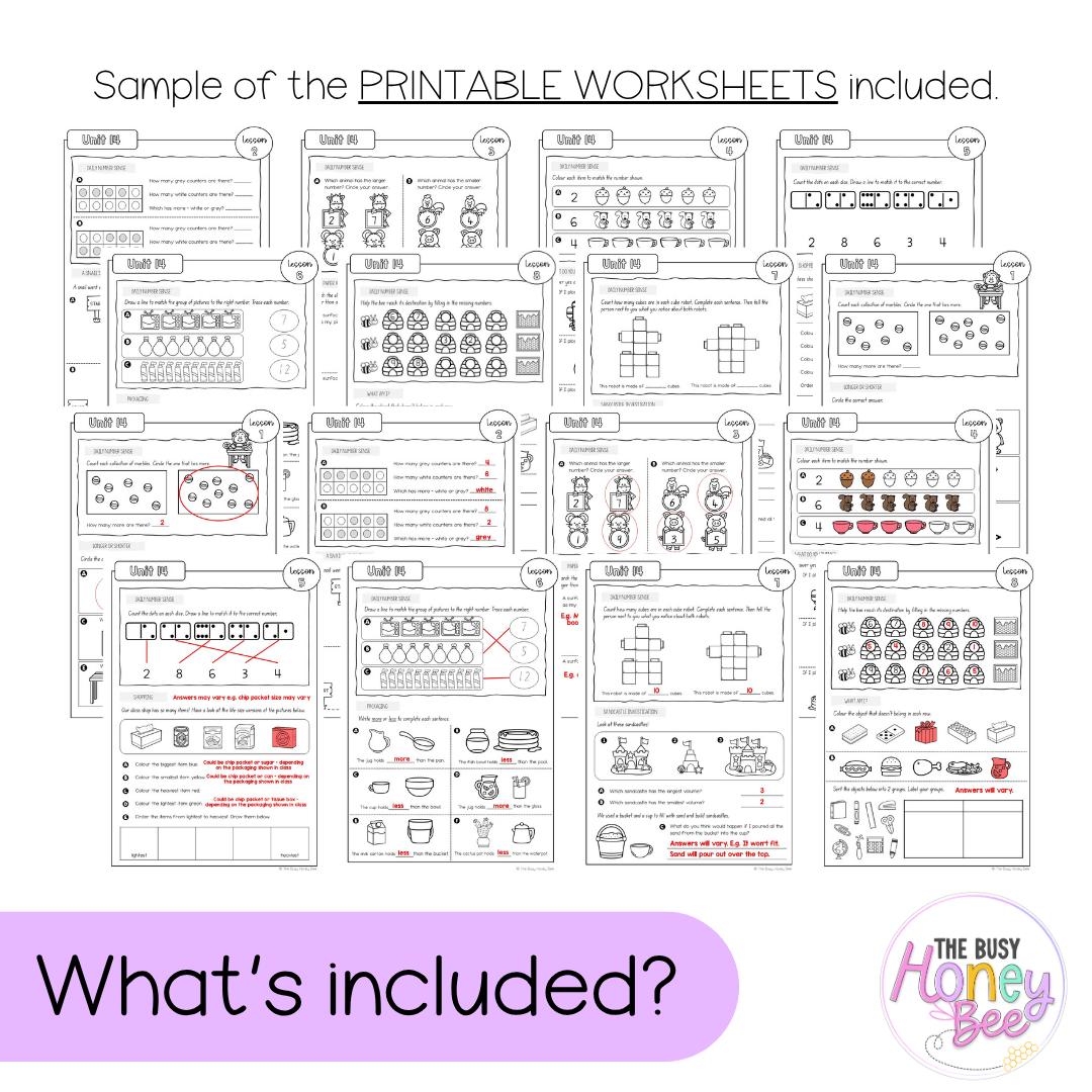 Early Stage 1 NSW Maths Worksheets Unit 14 - Workbook | Worksheets