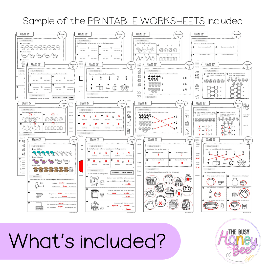 Early Stage 1 NSW Maths Worksheets Unit 17 - Workbook | Worksheets