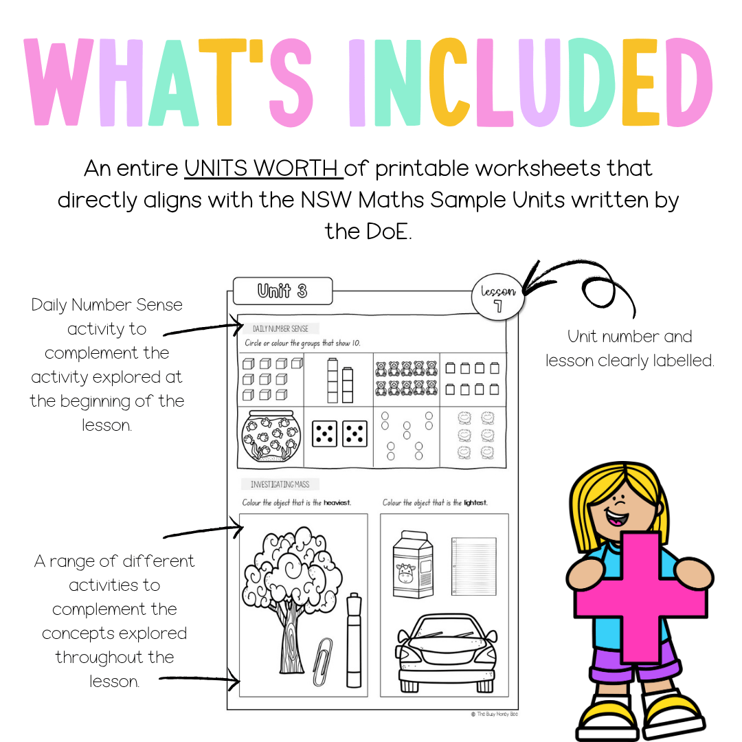 Early Stage 1 NSW Maths Worksheets Unit 3 - Workbook | Worksheets