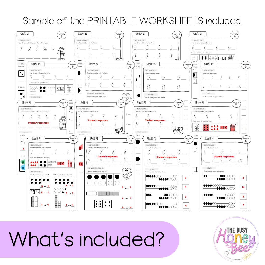 Early Stage 1 NSW Maths Worksheets Unit 4 - Workbook | Worksheets