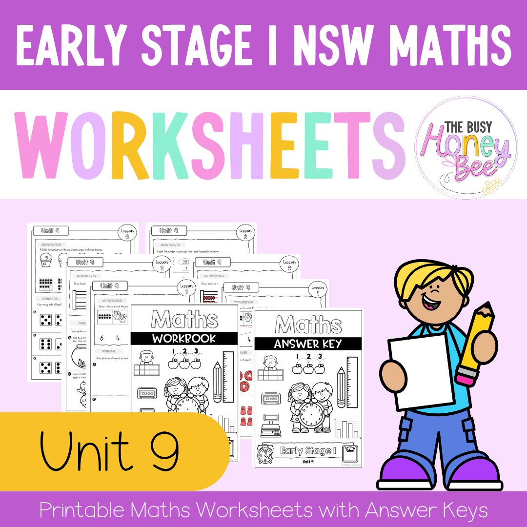 Early Stage 1 NSW Maths Worksheets Unit 9 - Workbook | Worksheets