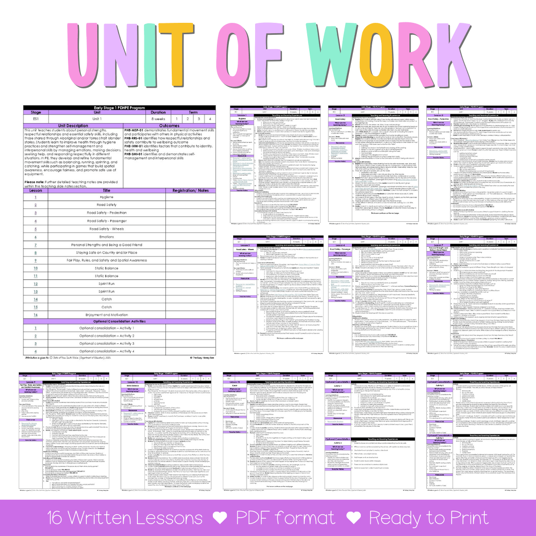 Early Stage 1 NSW PDHPE Sample Unit 1 Teaching Pack - Teaching Bundle