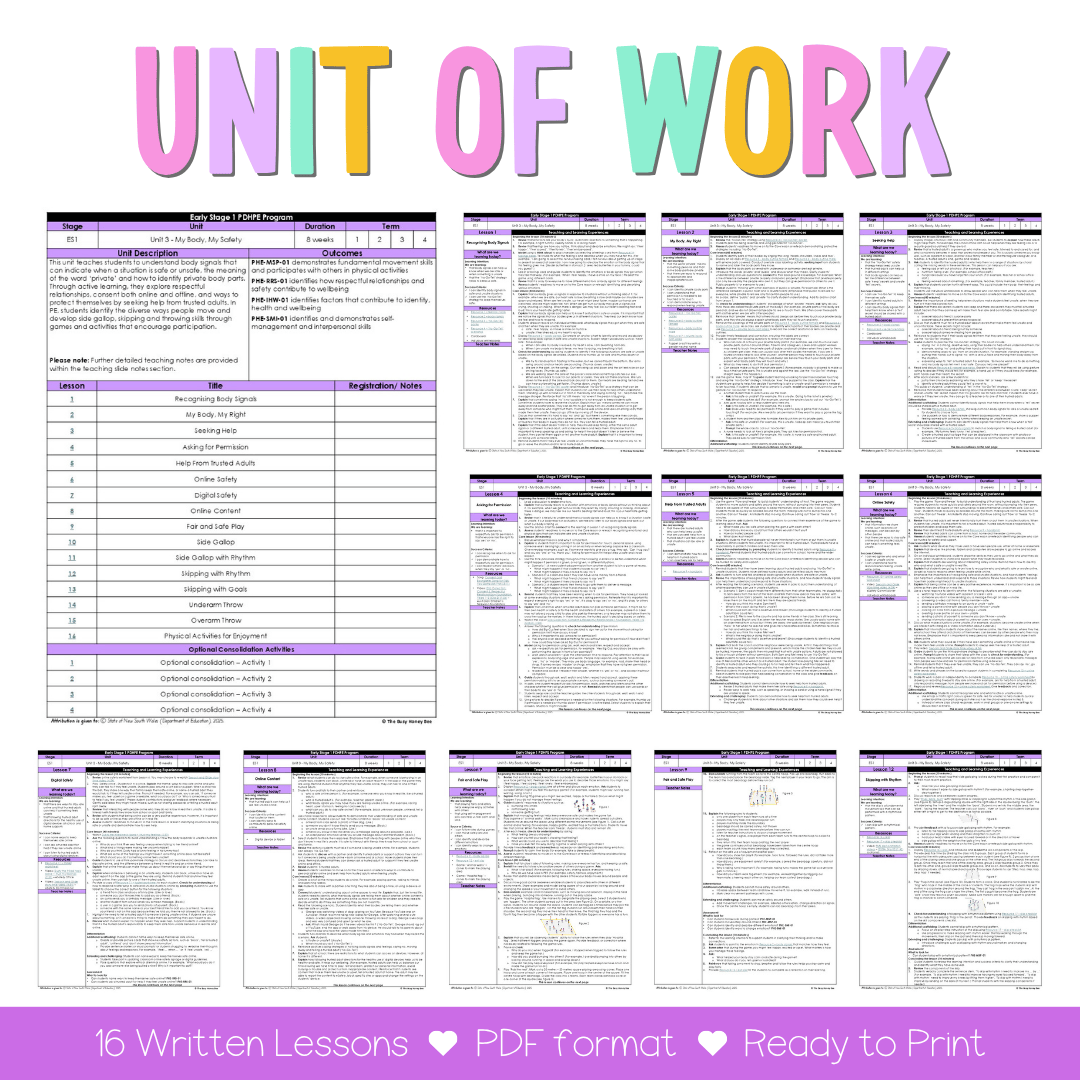Early Stage 1 NSW PDHPE Sample Unit 3 Teaching Pack - Teaching Bundle