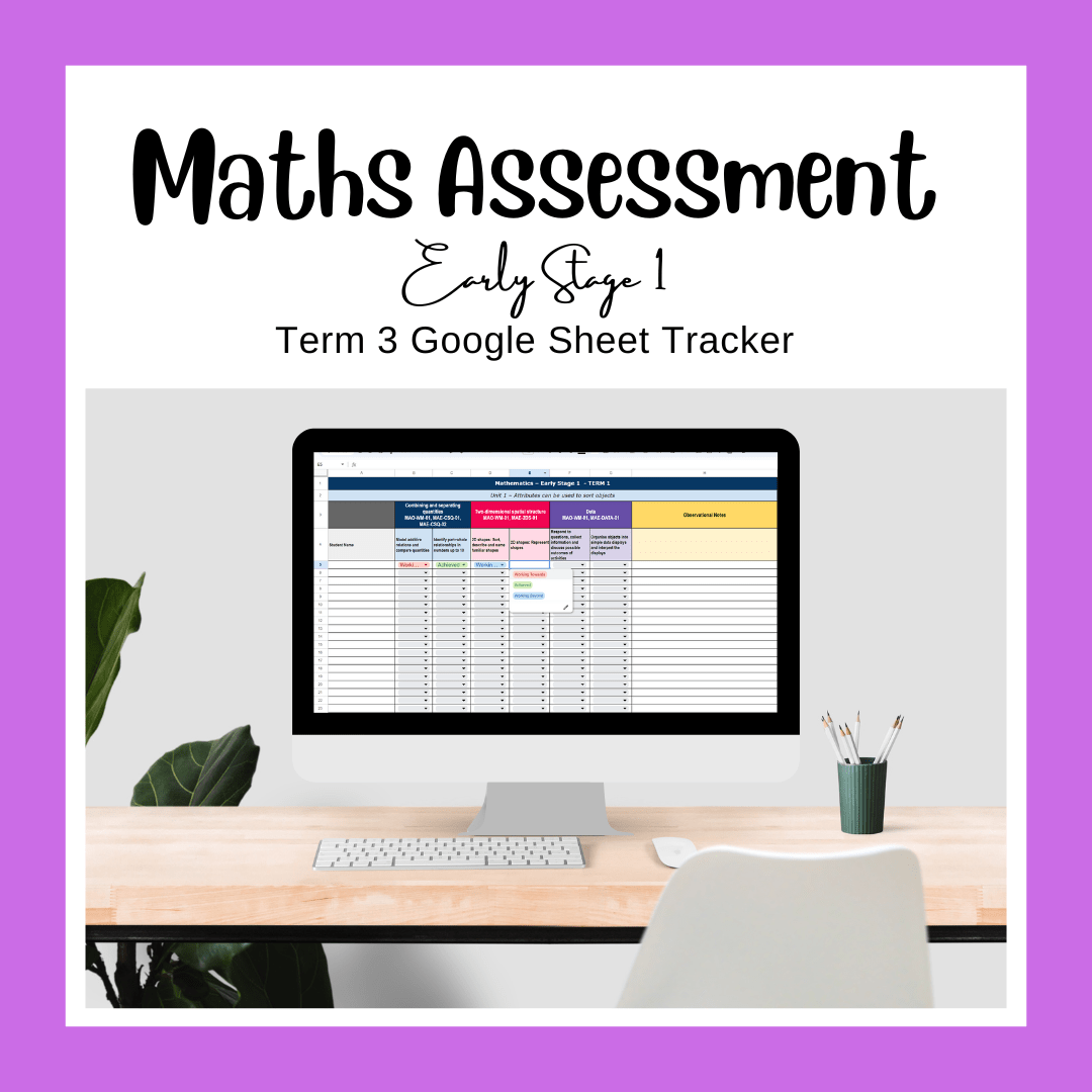 Early Stage 1 NSW Term 3 Maths Assessment Overview Google Sheet - Assessment