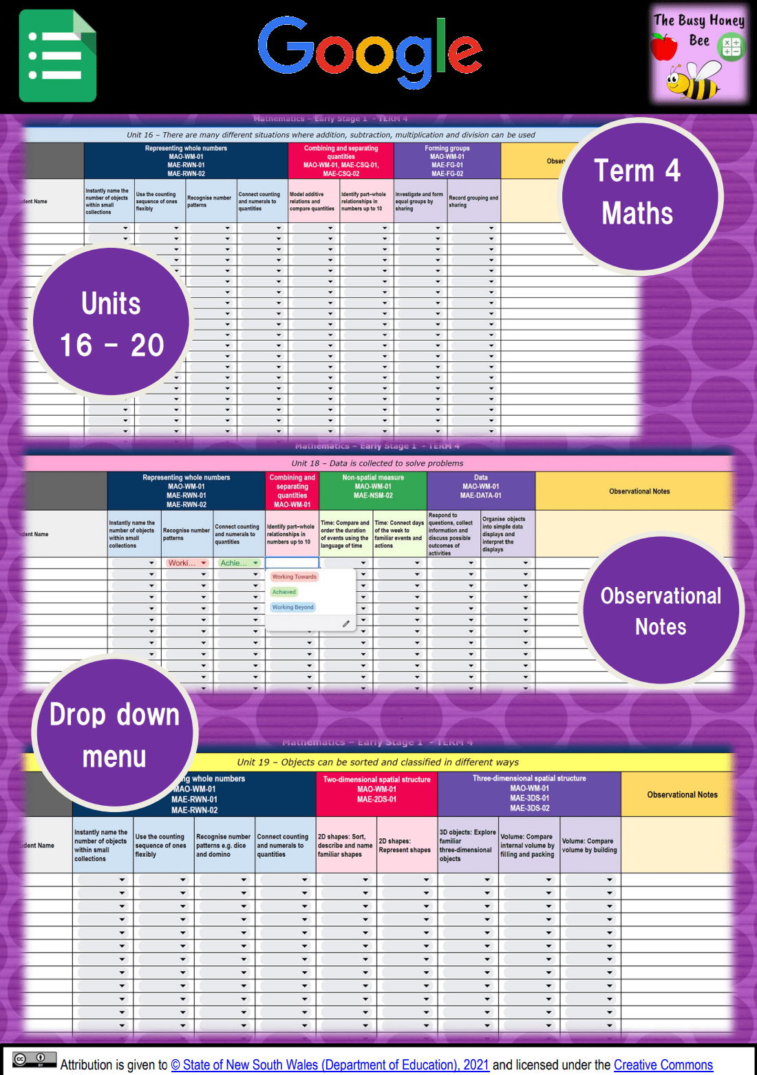 Early Stage 1 NSW Term 4 Maths Assessment Overview Google Sheet - Assessment