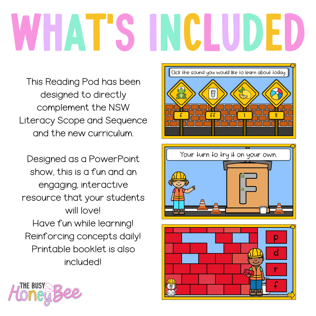 Early Stage 1 Reading Pod 7 - f, ff, l/ll, ss, z/zz - Teaching Bundle