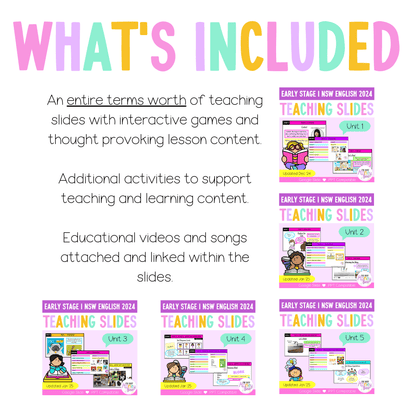 Early Stage 1 Term 1 English Teaching Slides Mega Bundle 2024 - Teaching Slides