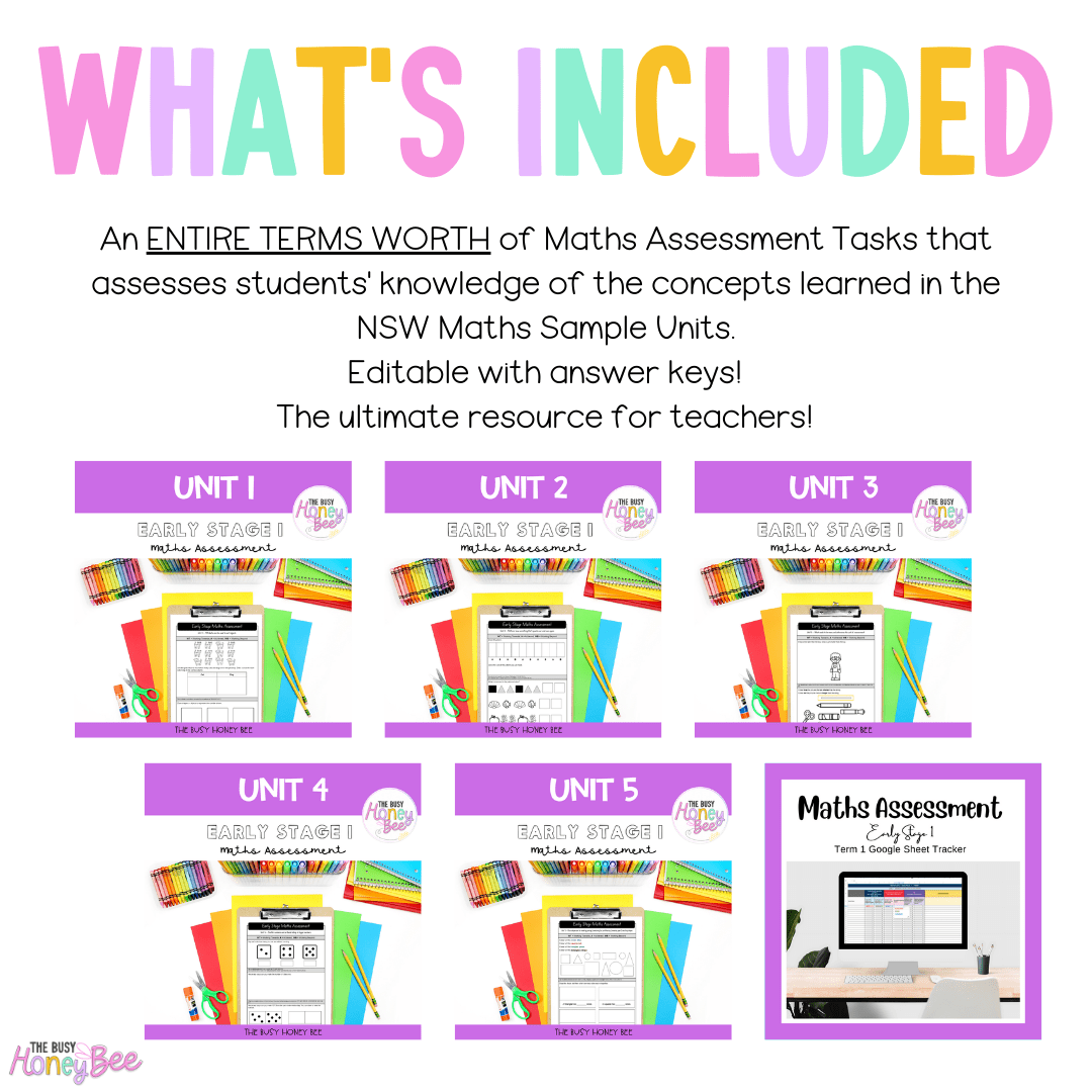 Early Stage 1 Term 1 Maths Assessment Bundle - Assessment