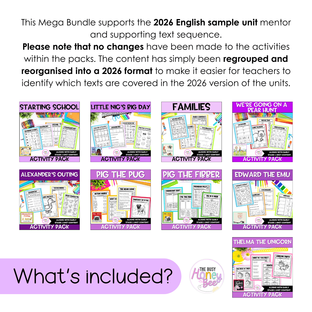 Early Stage 1 Term 1 NSW English Activity Packs Mega Bundle 2026 - Activity Pack