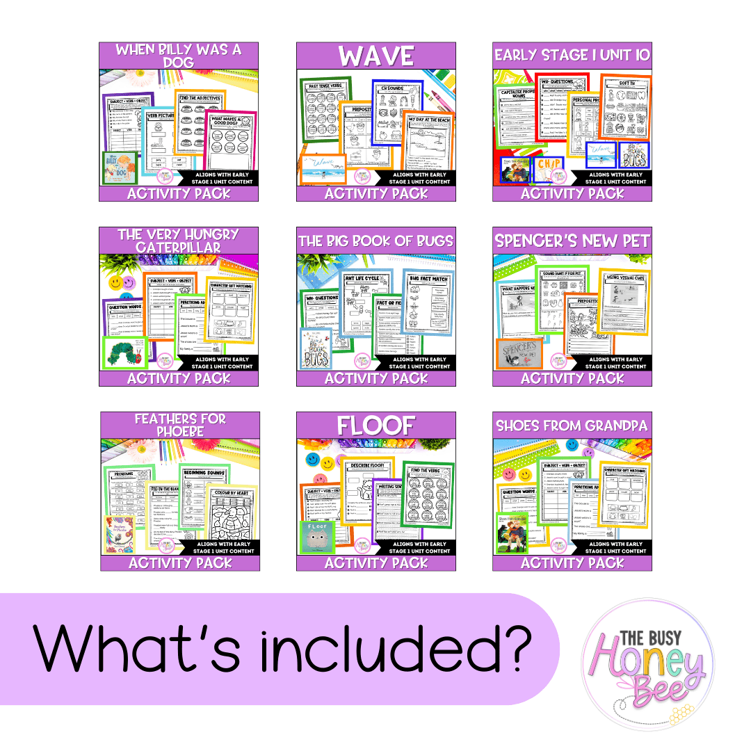 Early Stage 1 Term 2 English Activity Packs Mega Bundle - Teaching Slides