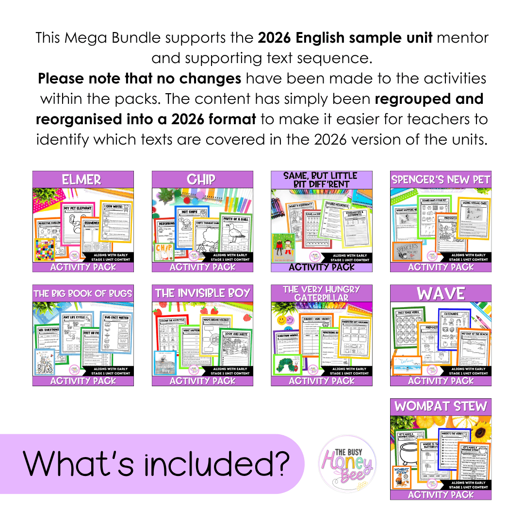 Early Stage 1 Term 3 NSW English Activity Packs Mega Bundle 2026 - Activity Pack