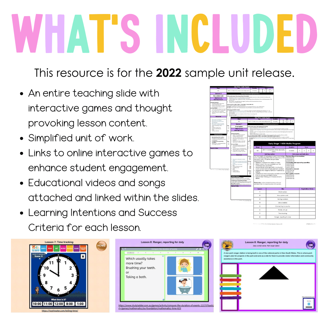 Early Stage 1 Unit 11 NSW Maths Teaching Slides 2022 - Teaching Slides