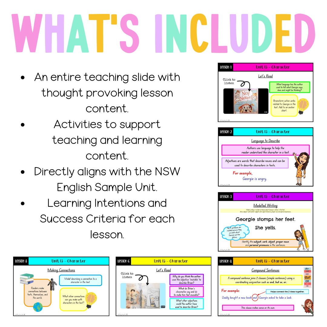 Early Stage 1 Unit 13 NSW Character English Teaching Slides 2024 - Teaching Slides