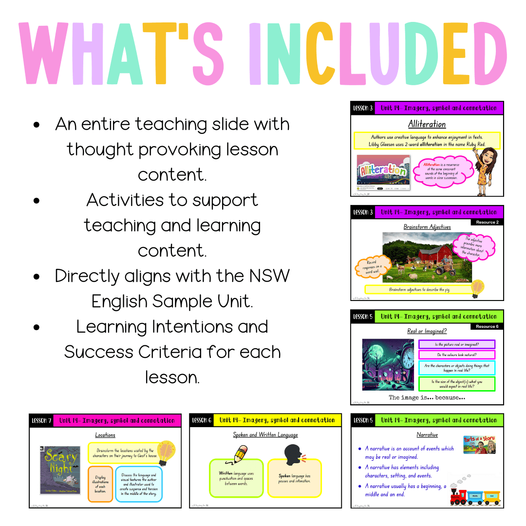 Early Stage 1 Unit 14 NSW Imagery, Symbol and Connotation English Teaching Slides 2024 - Teaching Slides