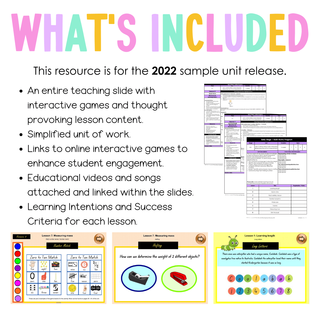 Early Stage 1 Unit 17 NSW Maths Teaching Slides 2022 - Teaching Slides