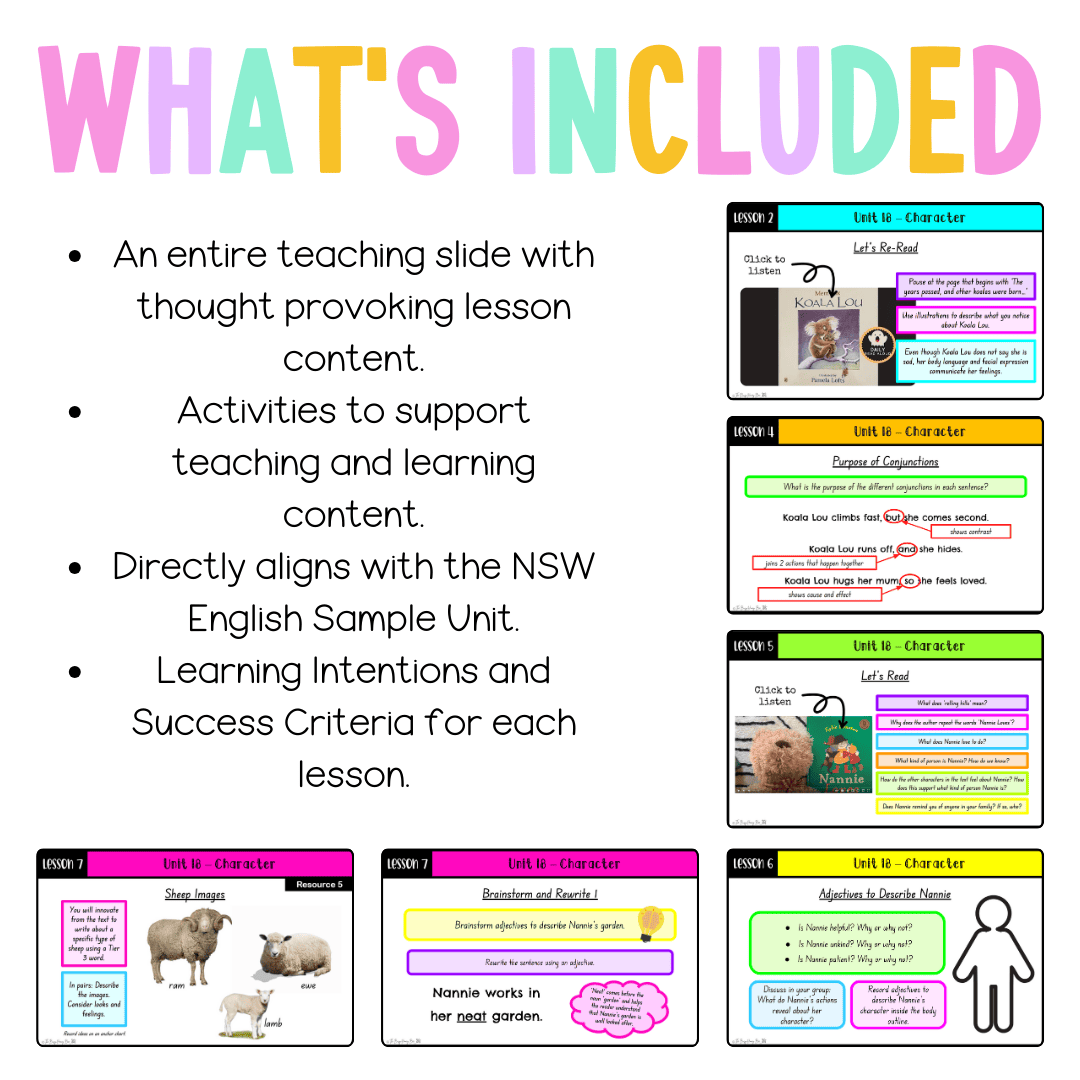 Early Stage 1 Unit 18 NSW Character English Teaching Slides 2024 - Teaching Slides
