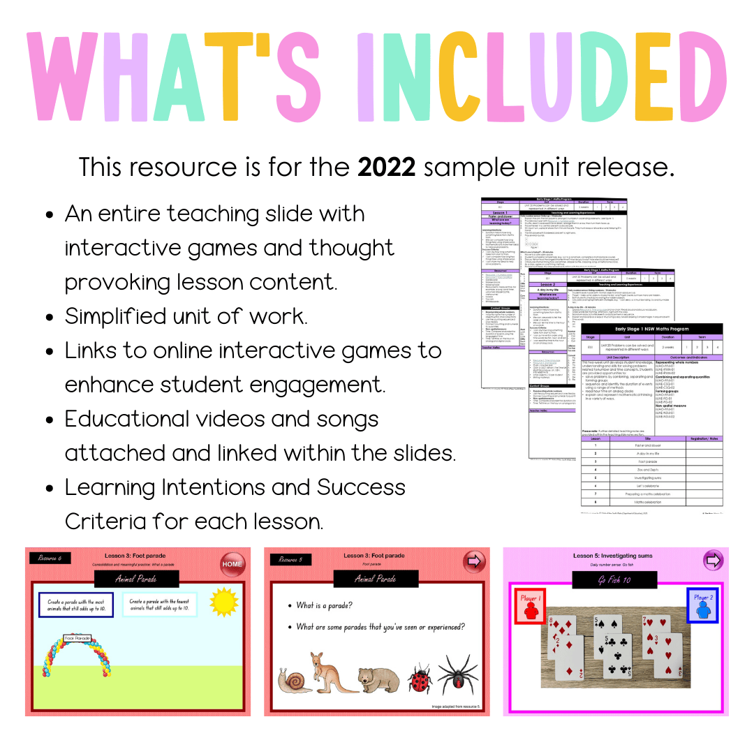 Early Stage 1 Unit 20 NSW Maths Teaching Slides 2022 - Teaching Slides