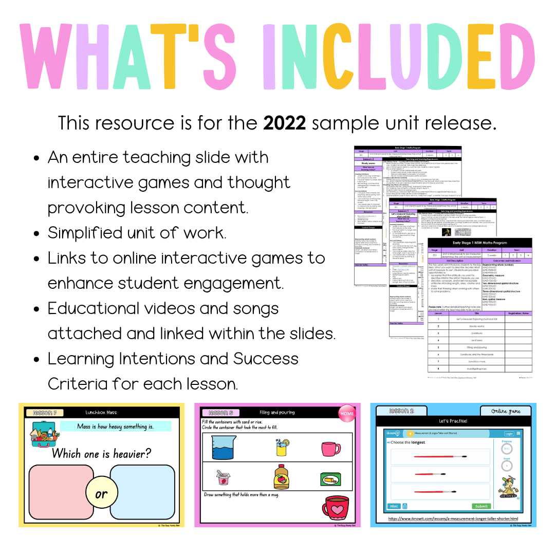 Early Stage 1 Unit 3 NSW Maths Teaching Slides 2022 - Teaching Slides