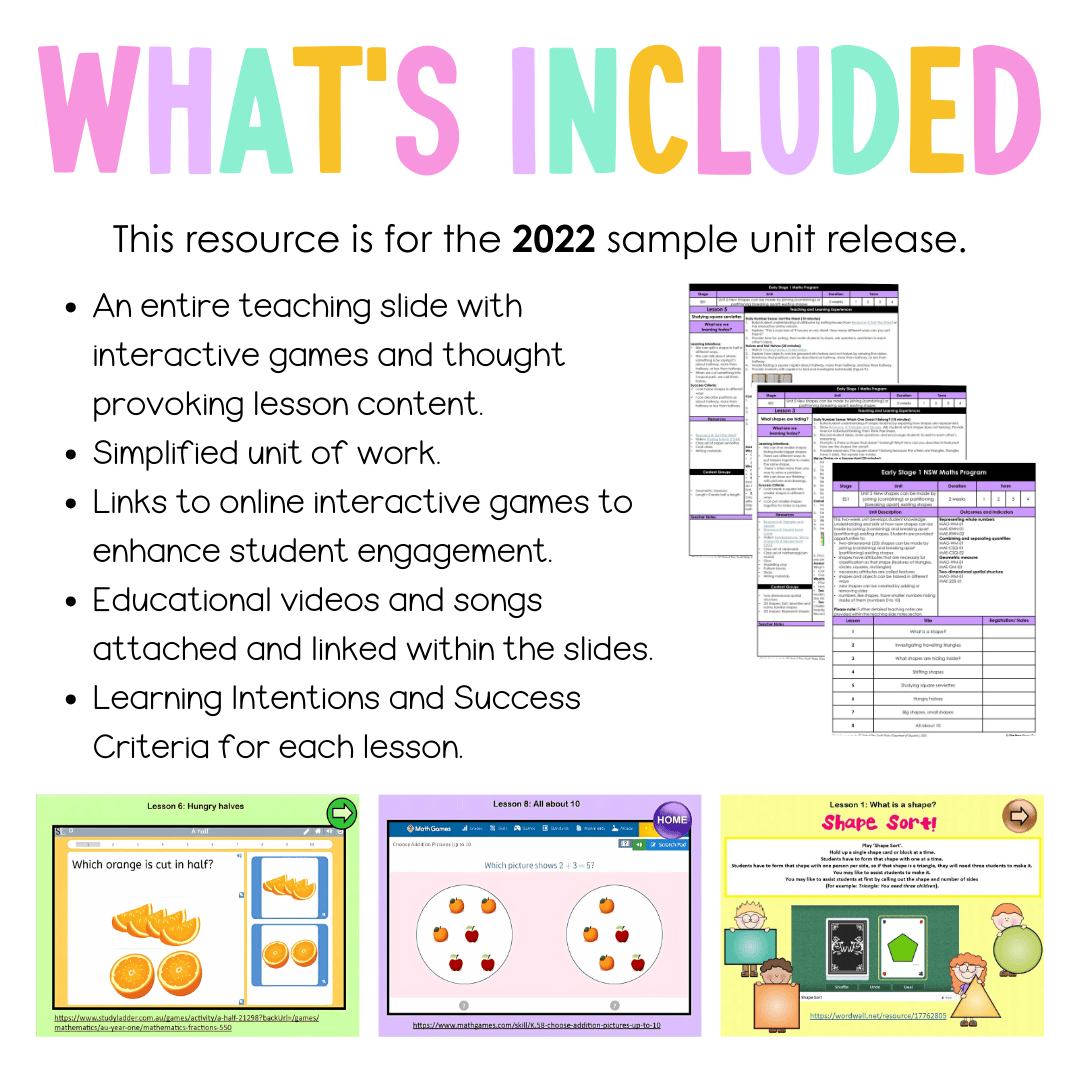 Early Stage 1 Unit 5 NSW Maths Teaching Slides 2022 - Teaching Slides