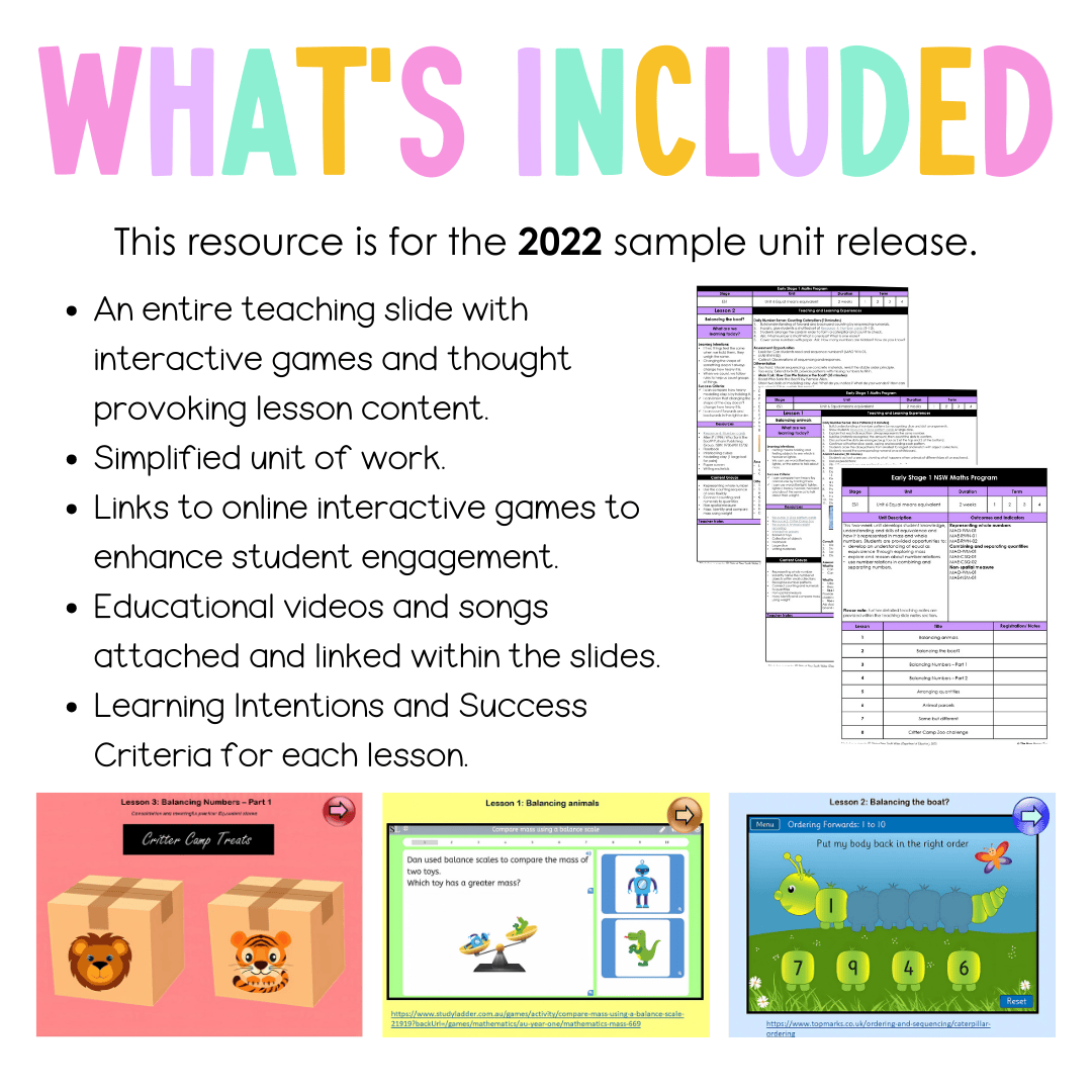 Early Stage 1 Unit 6 NSW Maths Teaching Slides 2022 - Teaching Slides