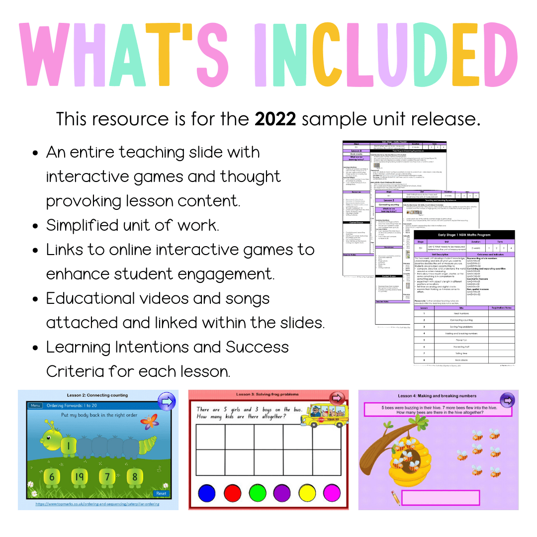 Early Stage 1 Unit 8 NSW Maths Teaching Slides 2022 - Teaching Slides