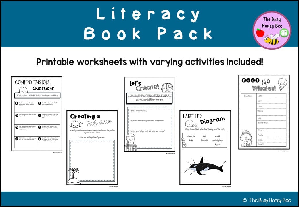 FREEBIE - Walk of the Whales Literacy Book Pack - Activity Pack