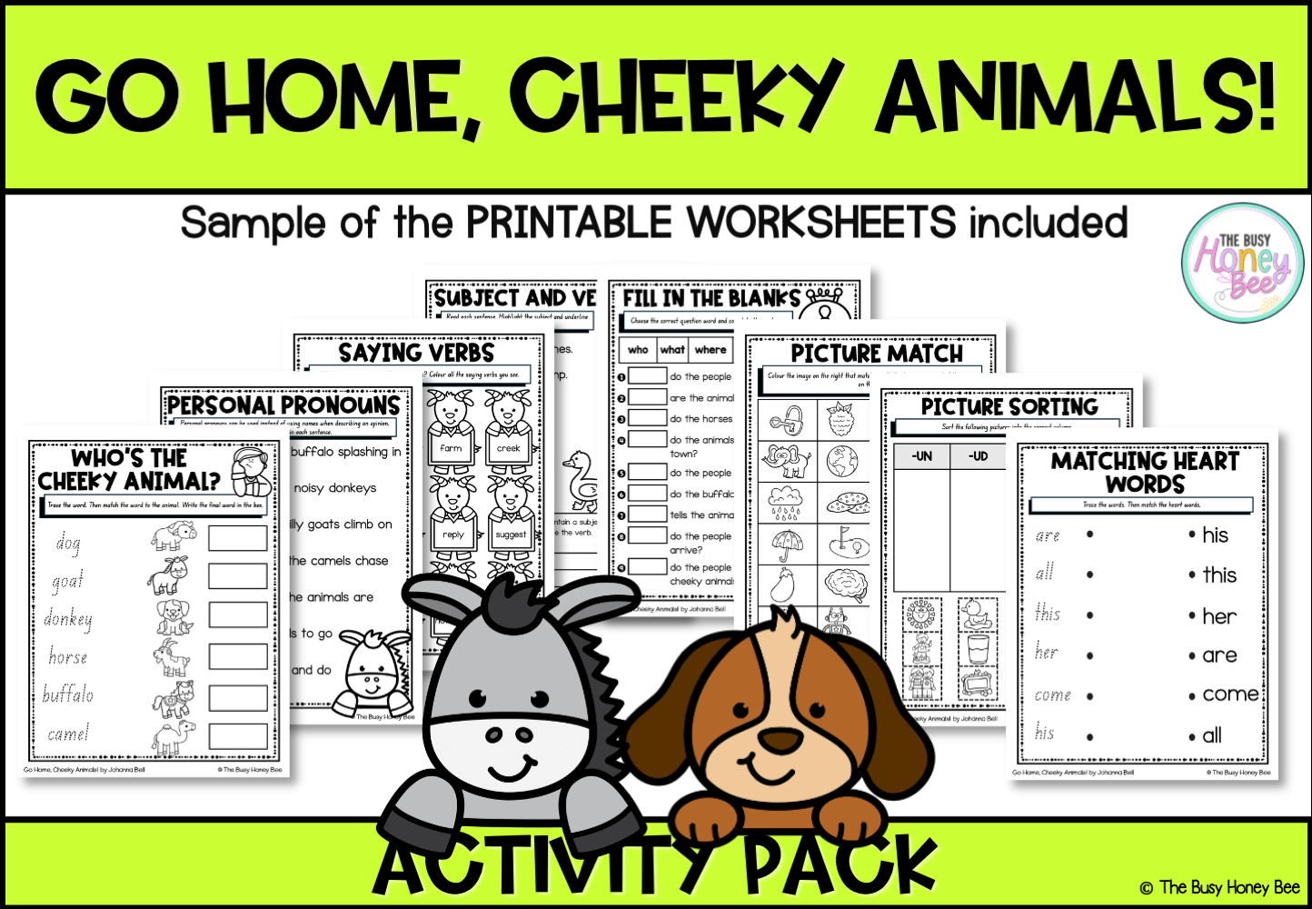 Go Home, Cheeky Animals! by Johanna Bell Activity Pack -