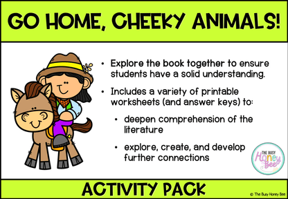 Go Home, Cheeky Animals! by Johanna Bell Activity Pack -
