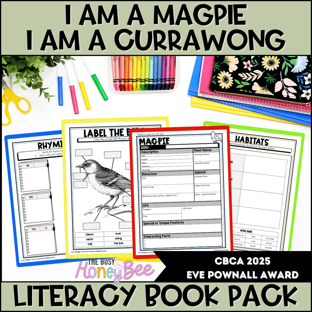I am a Magpie, I am a Currawong by Bridget Farmer - CBCA 2025 - Literacy Book Pack - Activity Pack