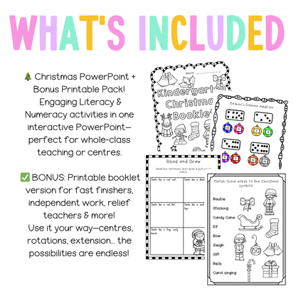 Kindergarten Christmas Activities PowerPoint and Booklet - Activity Pack