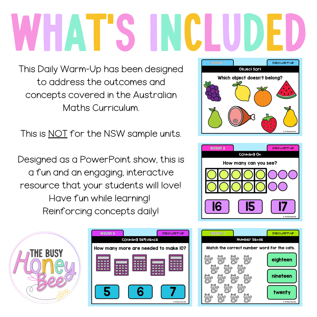 Kindergarten/Prep Australian | Math Daily Review | Warm-Up 7 - Warm Up | Revision