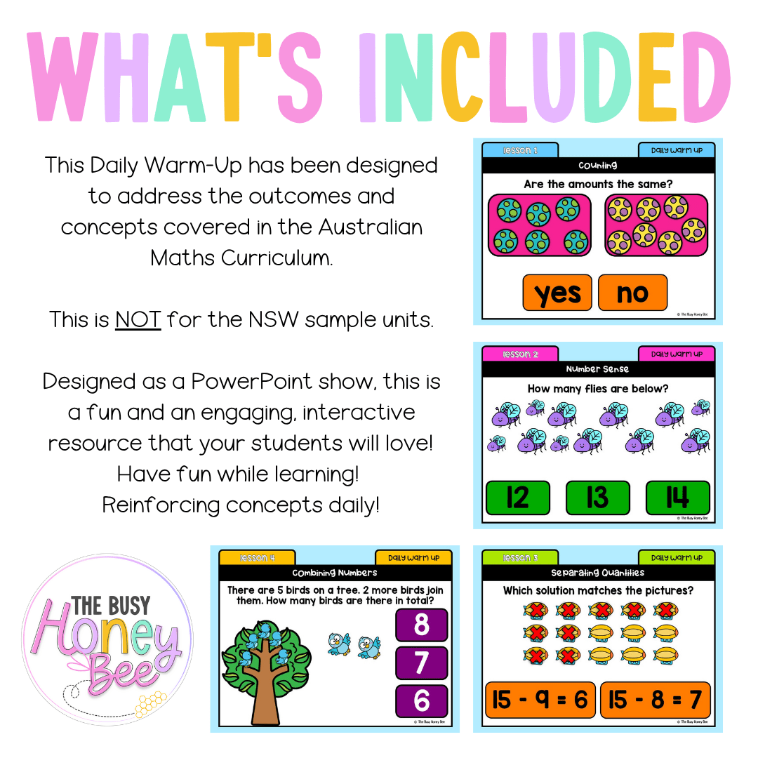 Kindergarten/Prep Australian | Math Daily Review | Warm-Up 9 - Warm Up | Revision