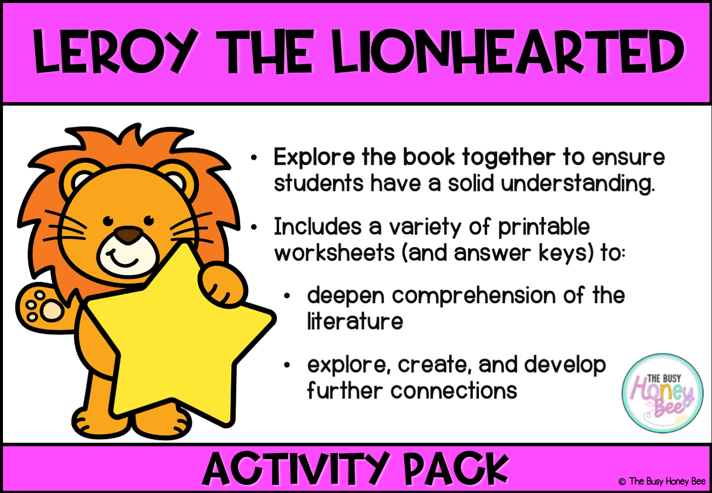 ‘Leroy the Lionhearted’ by Lisa Varchol Perron Activity Pack - Activity Pack