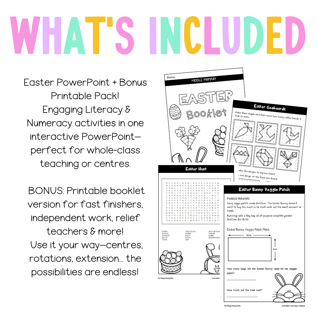 Middle Primary Easter Activity Slides and Booklet - Activity Pack